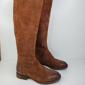 Born Suede Rust Copper Distressed Tall Knee High Back Zip Boots Sz 8M.NWT
